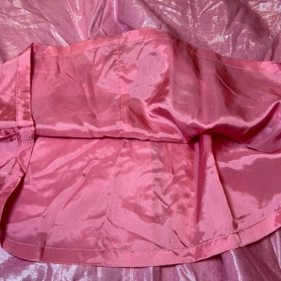 Lisa Ho Pink Metallic Pleated Midi Skirt Womens 2 Pink Party Evening Wear Shiny - Picture 11 of 14